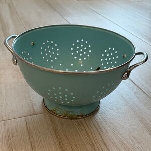 Vintage Blue Metal Colander